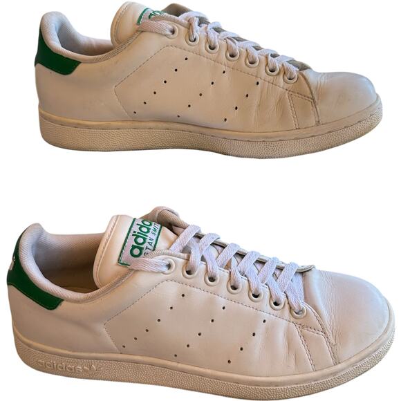 Adidas Stan Smith Sneakers Mens SZ 8.5 White Green Leather Low Top Court Shoe - Picture 1 of 10